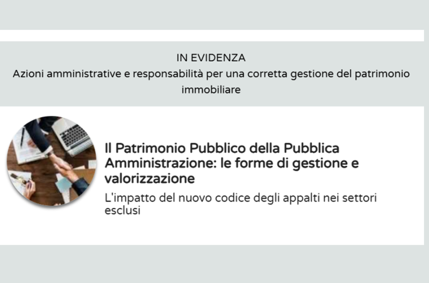  Il Patrimonio Pubblico della Pubblica Amministrazione: le forme di gestione e valorizzazione